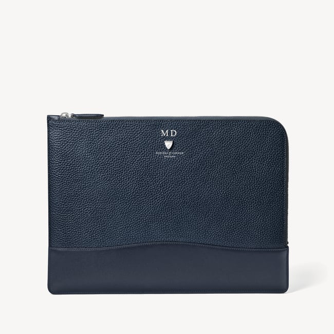 City Leather Folio Case Navy Pebble