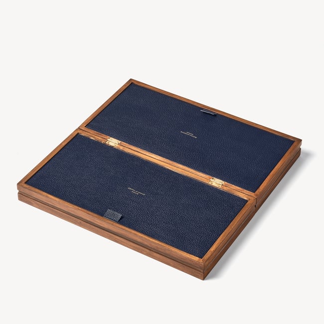 Foldable Wooden Chess Set Pine Wood with Navy Pebble
