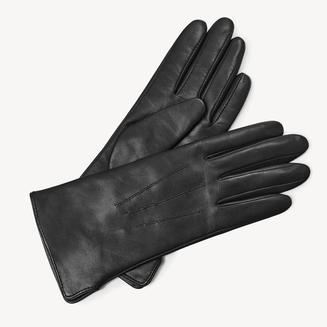 Women's Cashmere Lined Leather Gloves Black Nappa