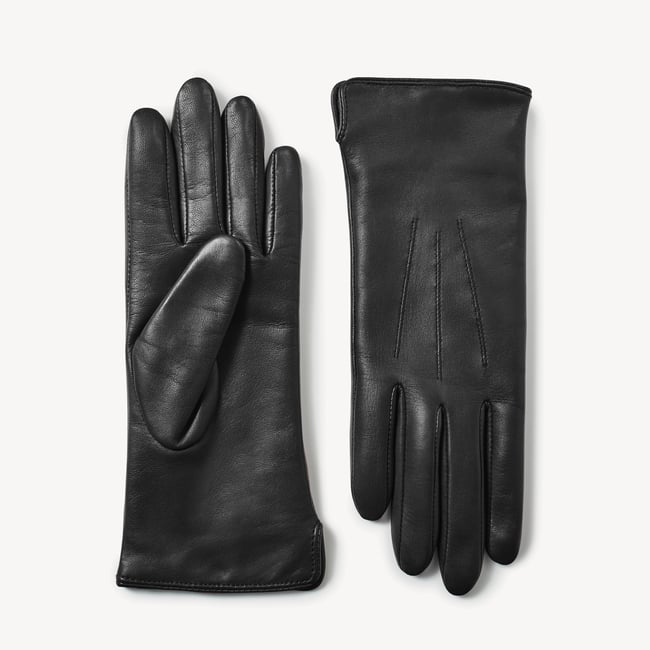 Women's Cashmere Lined Leather Gloves Black Nappa