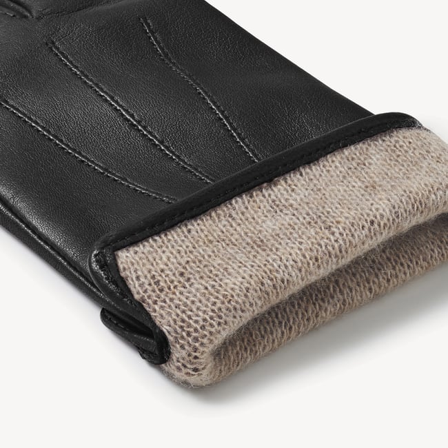 Women's Cashmere Lined Leather Gloves Black Nappa