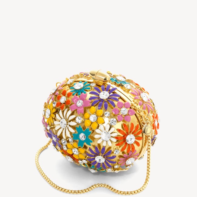 Embellished Floral Clutch Multi Coloured Enamel