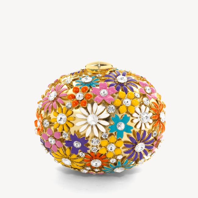 Embellished Floral Clutch Multi Coloured Enamel