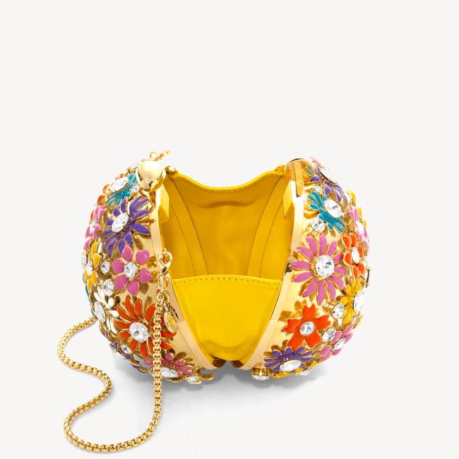 Embellished Floral Clutch Multi Coloured Enamel