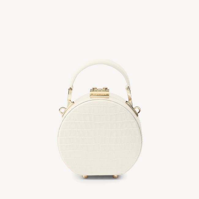 Micro Hat Box Deep Shine Ivory Small Croc