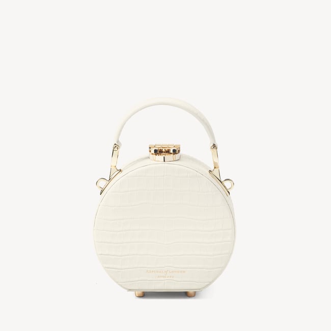 Micro Hat Box Deep Shine Ivory Small Croc