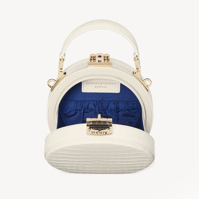 Micro Hat Box Deep Shine Ivory Small Croc