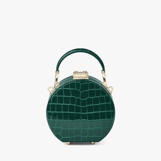 Micro Hat Box Evergreen Patent Croc