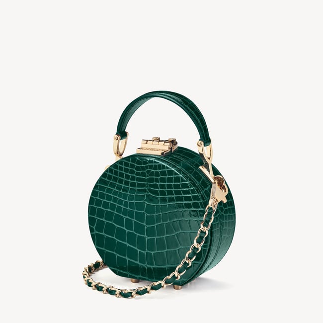 Micro Hat Box Evergreen Patent Croc