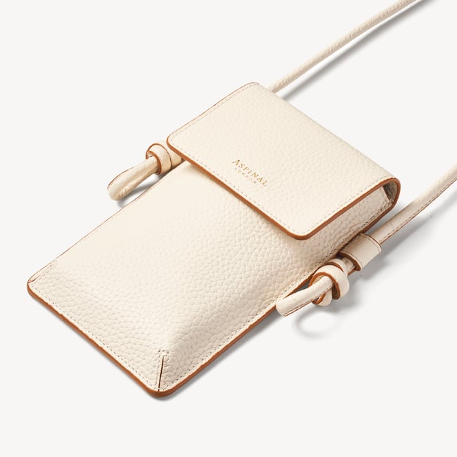 Ella Crossbody Phone Pouch Ivory Pebble