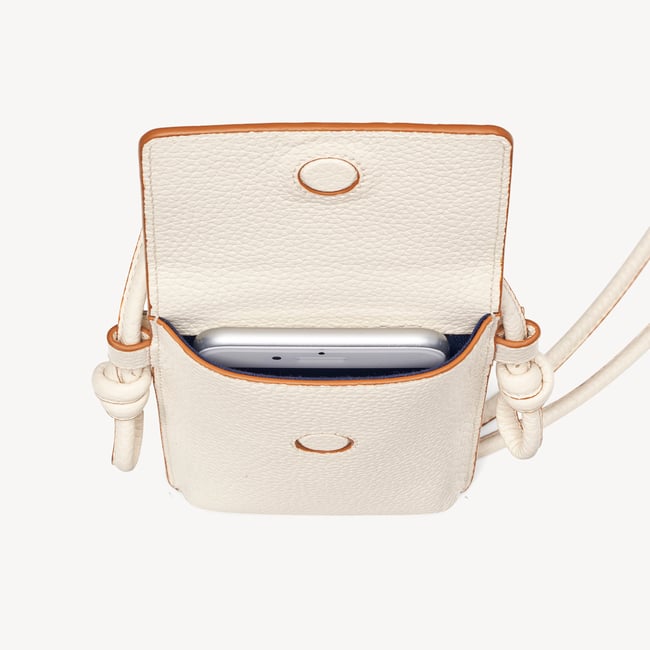 Ella Crossbody Phone Pouch Ivory Pebble