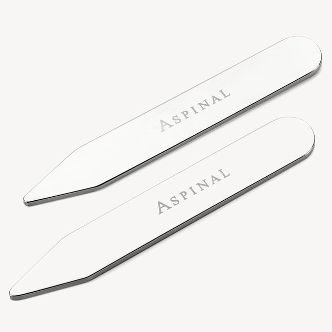 Aspinal Sterling Silver Collar Stiffeners Mother of Pearl & Rhodium Silver Plated