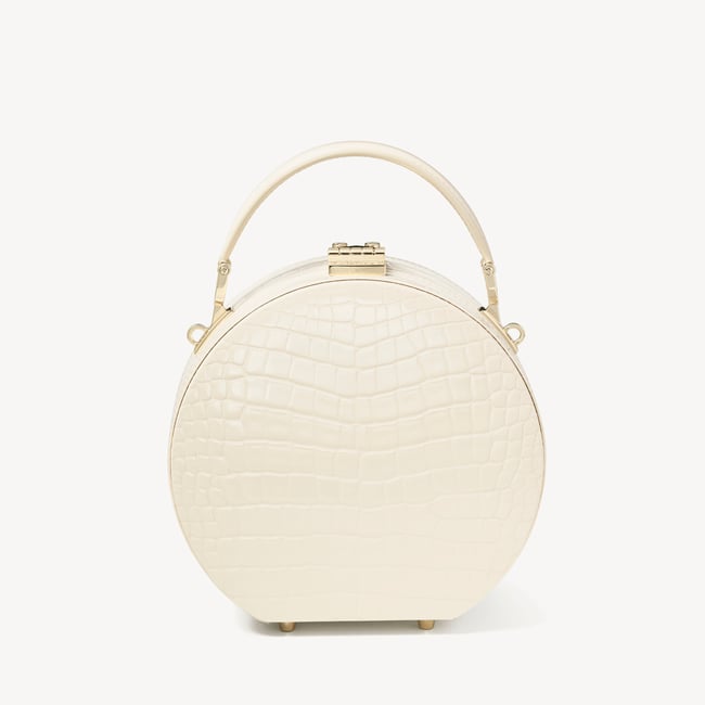 Hat Box Ivory Patent Croc