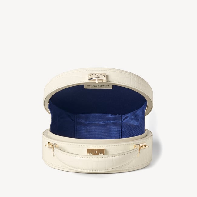 Hat Box Ivory Patent Croc
