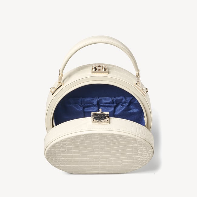 Hat Box Ivory Patent Croc