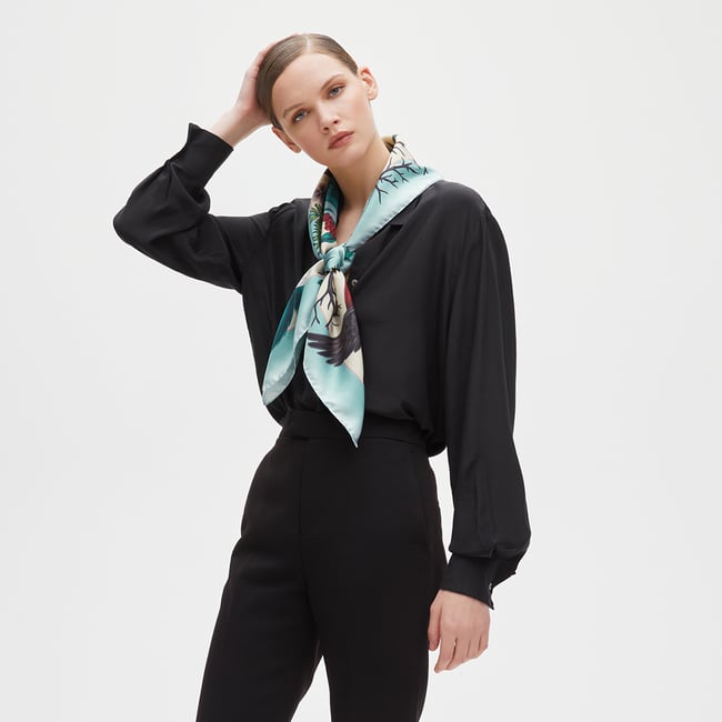 Robin Silk Scarf Teal Pure Silk