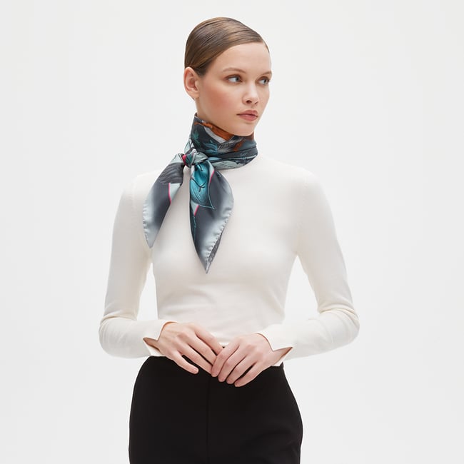 Robin Silk Scarf Midnight Blue Pure Silk