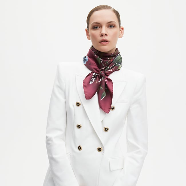 Woodland Silk Scarf Burgundy Pure Silk