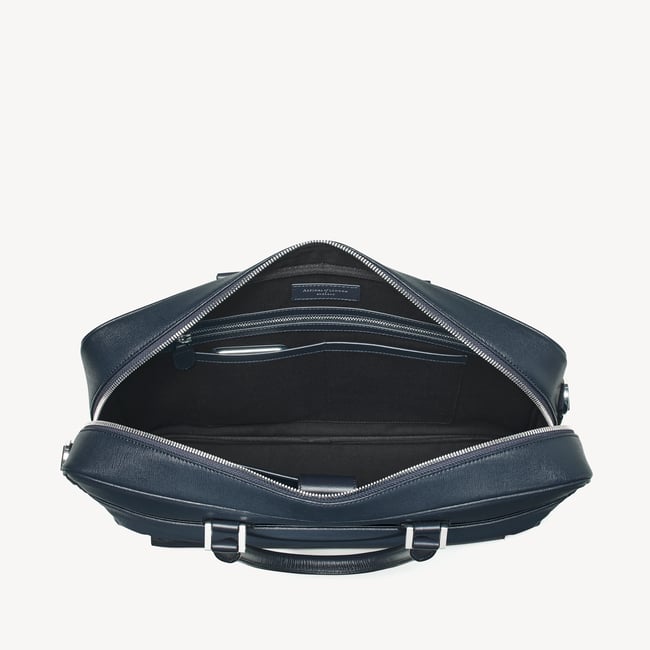 Mount Street Laptop Briefcase  Navy Saffiano