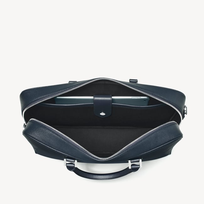 Mount Street Laptop Briefcase  Navy Saffiano