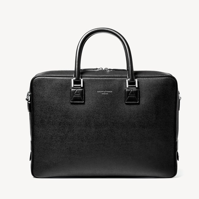 Mount Street Laptop Briefcase Black Saffiano