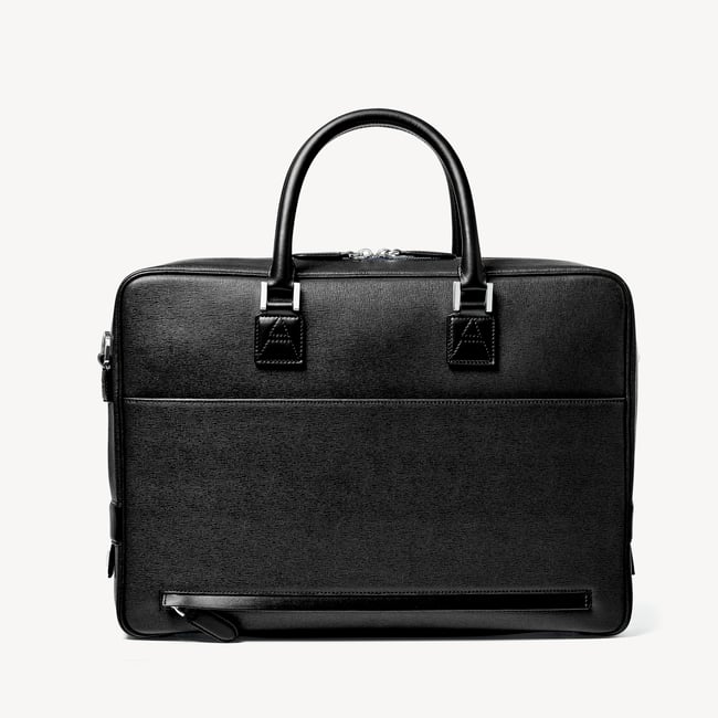 Mount Street Laptop Briefcase Black Saffiano
