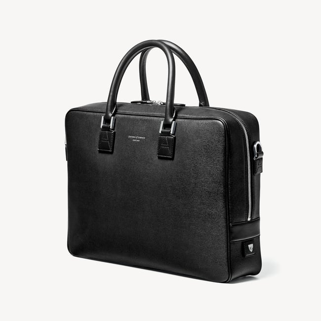 Mount Street Laptop Briefcase Black Saffiano