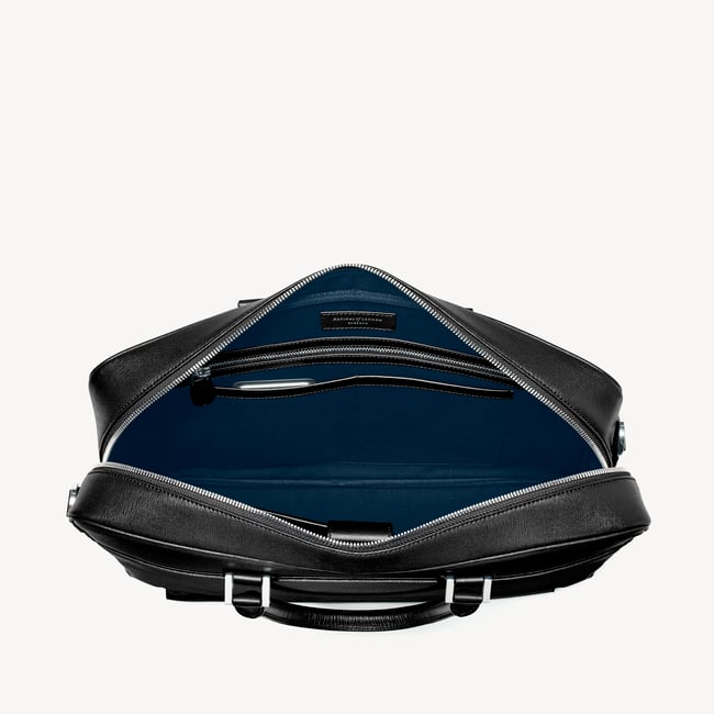 Mount Street Laptop Briefcase Black Saffiano
