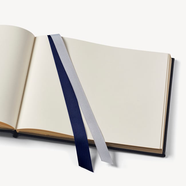 A4 Classic Leather Guest Book Navy Pebble