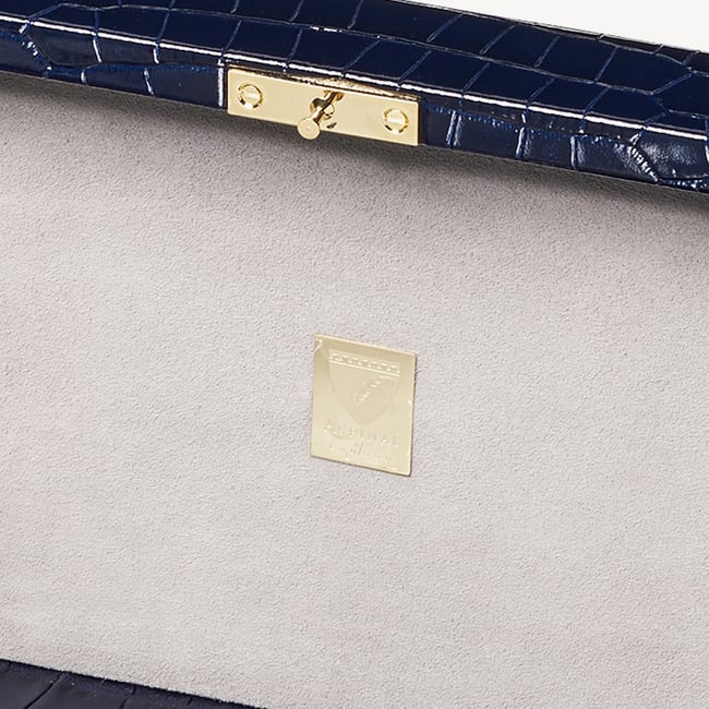 Medium Heirloom Jewellery Box Deep Shine Navy Small Croc