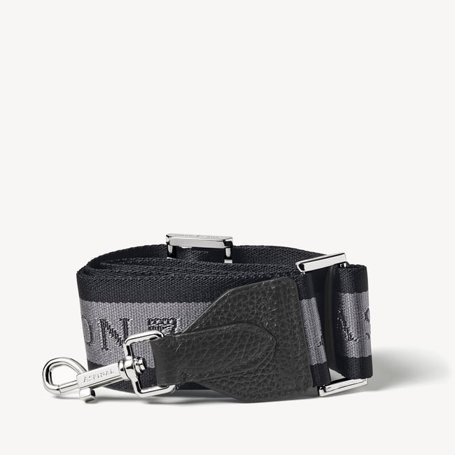 Webbing Bag Strap Black Pebble with Aspinal Signature Jacquard