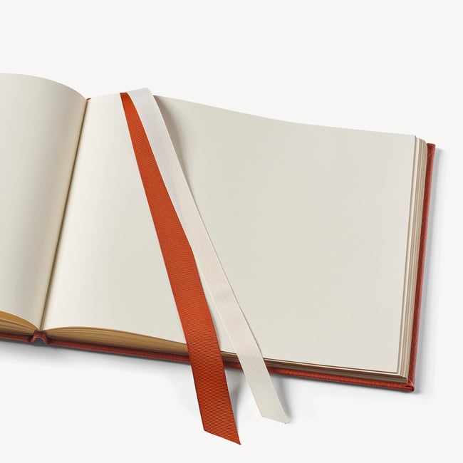 A4 Classic Leather Guest Book Marmalade Pebble