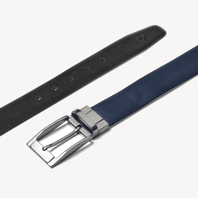 Men's Reversible Belt Smooth Black & Smooth Navy