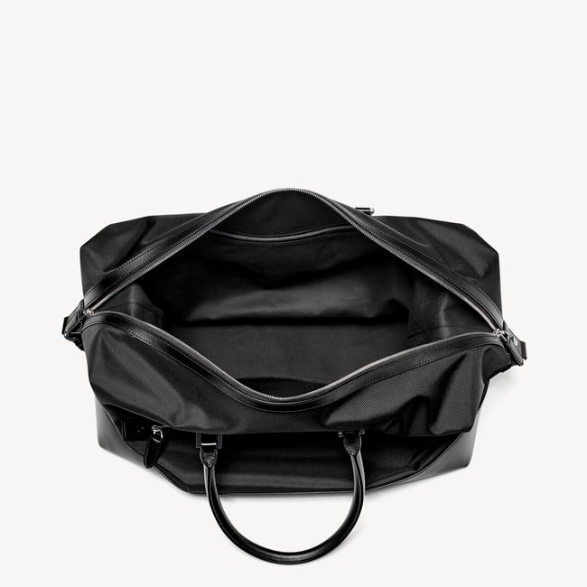 Men's Holdall Black Nylon Canvas with Leather Trim
