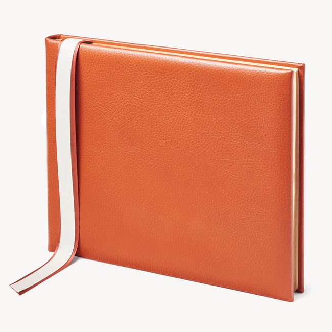 A4 Classic Leather Guest Book Marmalade Pebble