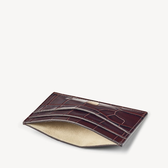 Slim Credit Card Holder Deep Shine Amazon Brown Croc