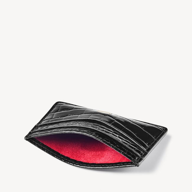 Slim Credit Card Holder Black Patent Croc