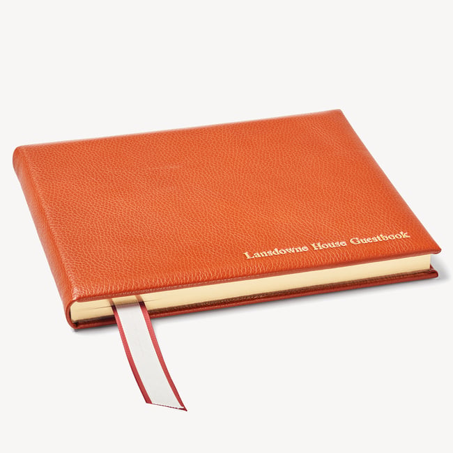 A4 Classic Leather Guest Book Marmalade Pebble