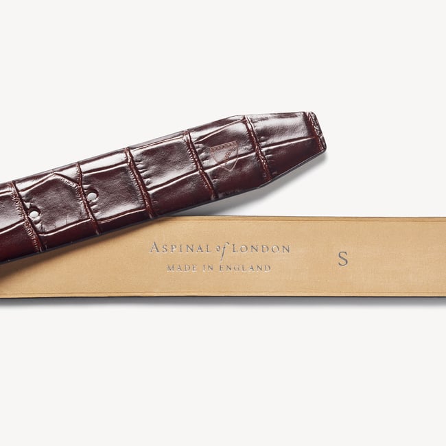 Classic Men's Belt Deep Shine Amazon Brown Croc