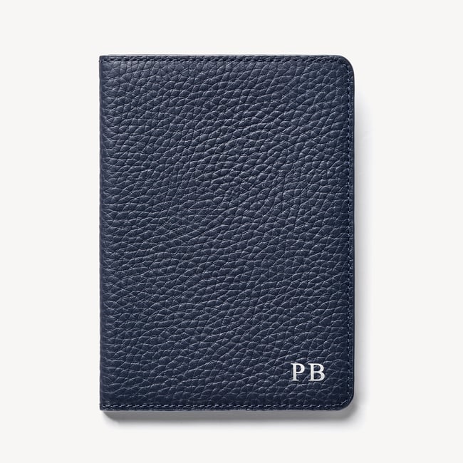 Passport Cover with Card Slots Navy Pebble