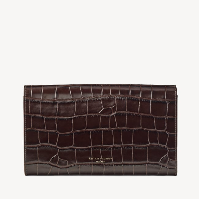 Travel Wallet Deep Shine Amazon Brown Croc