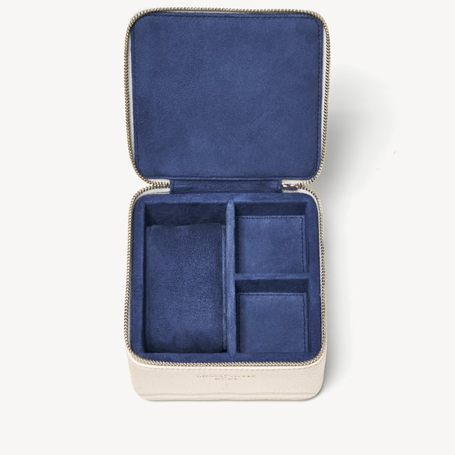 Travel Watch & Ring Box Ivory Pebble