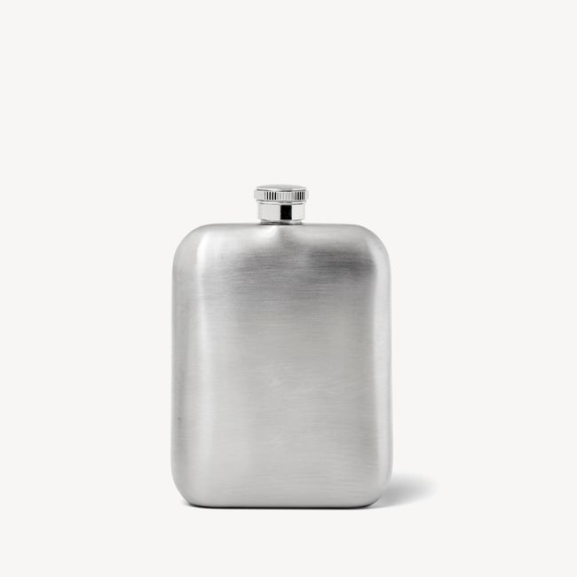 5oz Hip Flask with Leather Pouch Ivory Pebble