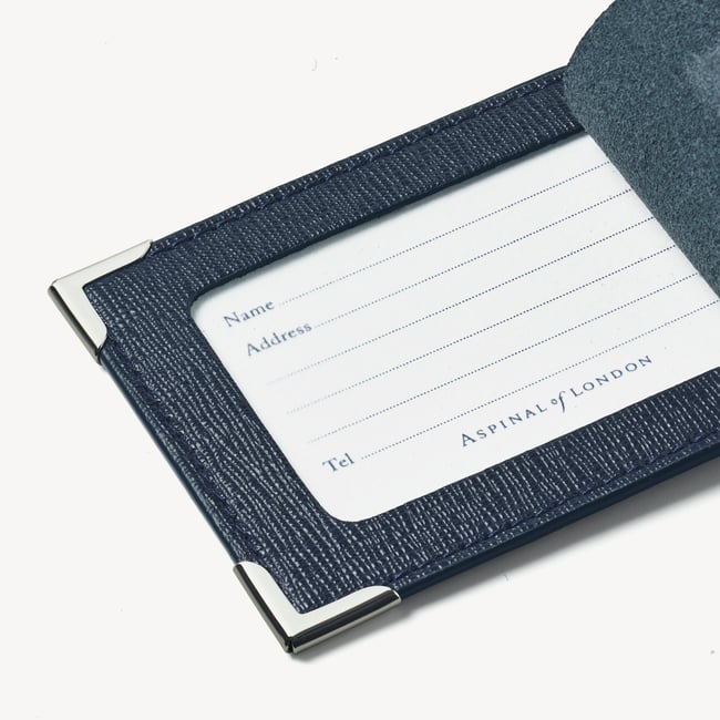 Set of 2 Luggage Tags  Navy Saffiano
