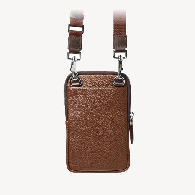 Reporter Crossbody Phone Bag Tobacco Pebble
