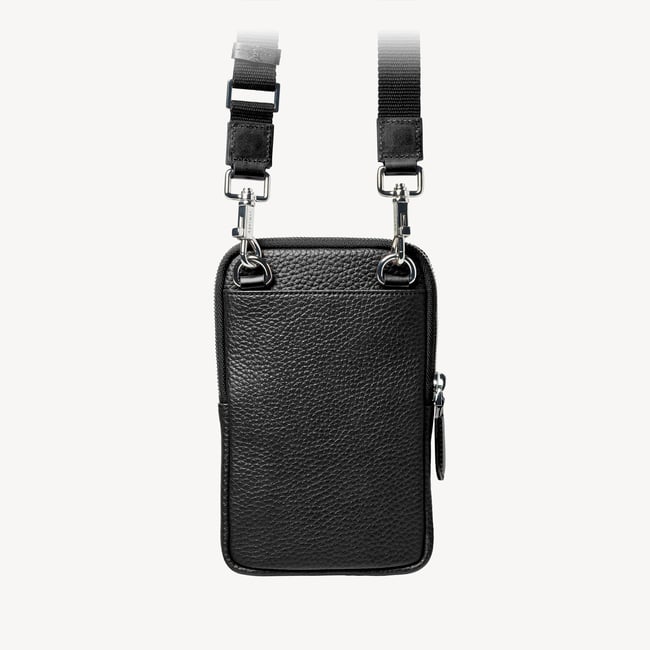Reporter Crossbody Phone Bag Black Pebble