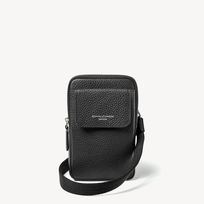 Reporter Crossbody Phone Bag Black Pebble