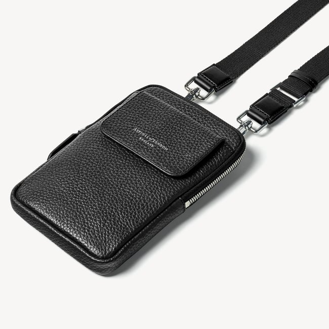 Reporter Crossbody Phone Bag Black Pebble