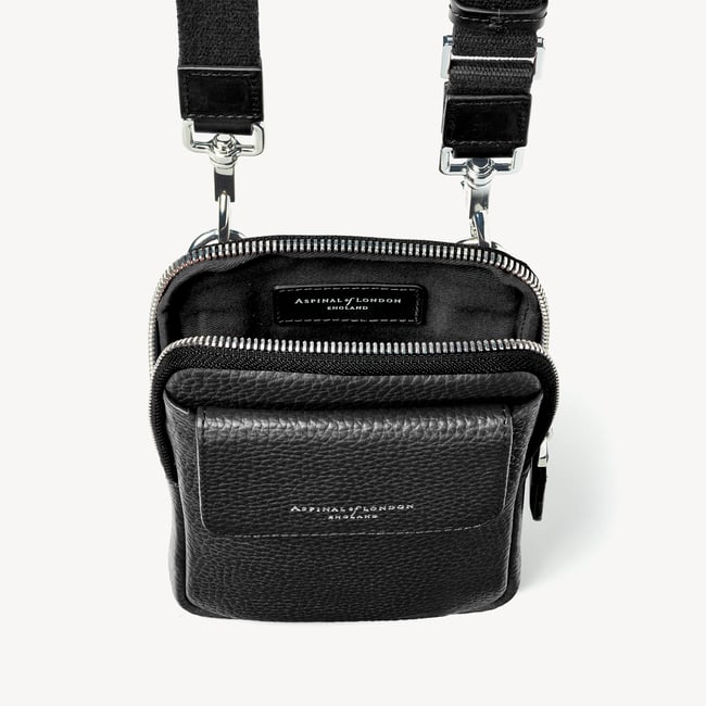 Reporter Crossbody Phone Bag Black Pebble
