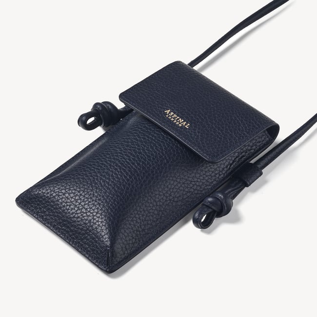 Ella Crossbody Phone Pouch Navy Pebble